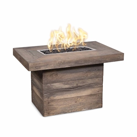 The Outdoor Plus 36 Rectangular Alberta Fire Table, Wood Grain GFRC Concrete, Oak, Natural Gas OPT-ALB36E12V-OAK-NG